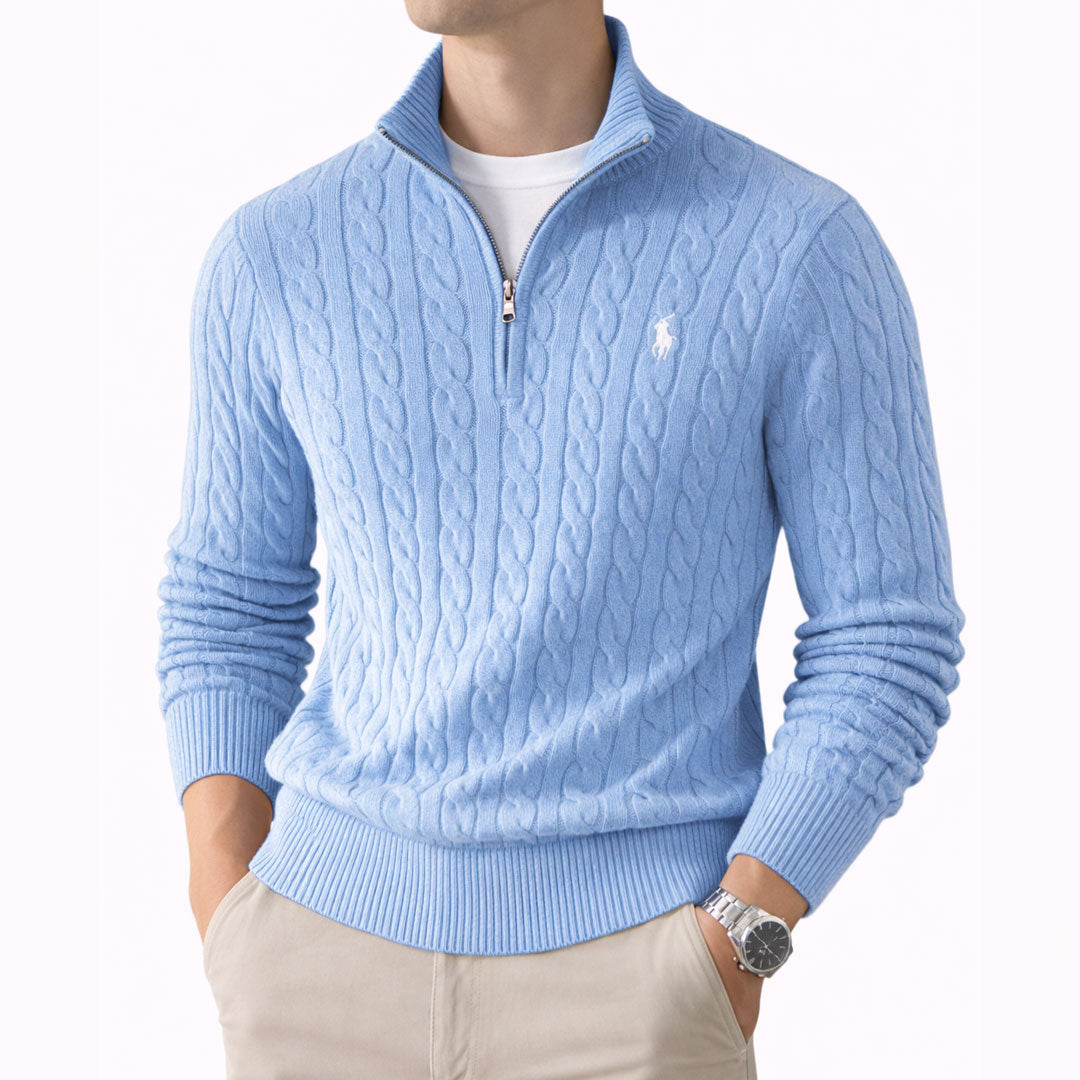 R&L | Cable-knit jumper with a quarter-length zip