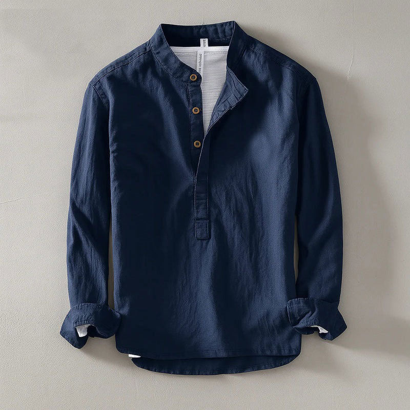 Premium Linen Shirt – Mandarin Collar