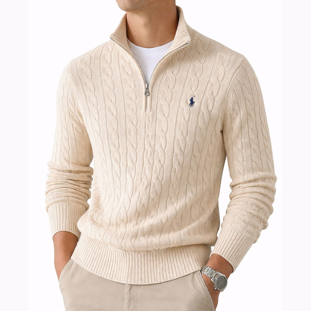R&L | Cable-knit jumper with a quarter-length zip