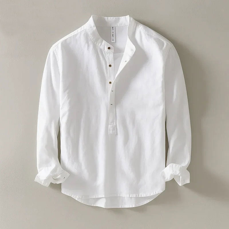 Premium Linen Shirt – Mandarin Collar