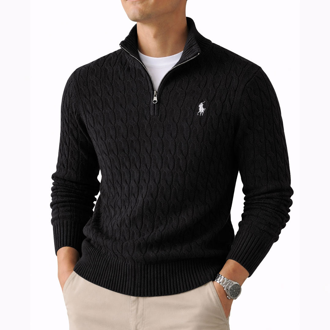 R&L | Cable-knit jumper with a quarter-length zip