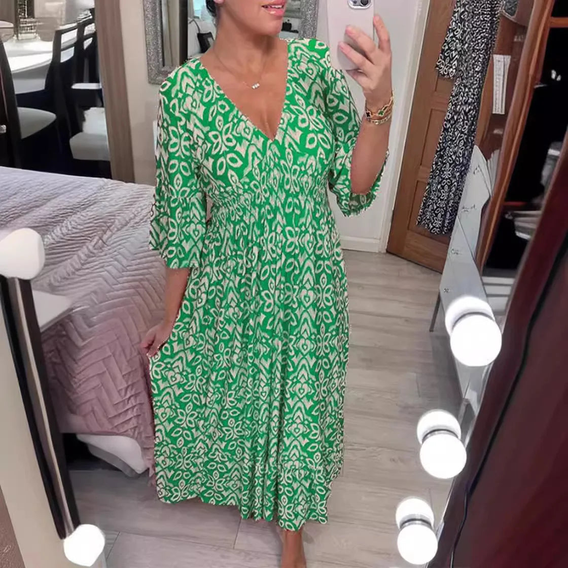 [BUY 1 GET 3] Harmonia Tropical™ Kleid mit Boho-Print und leichtem Stoff / Ein Hauch von Farbe und Freiheit für Ihren Tag!