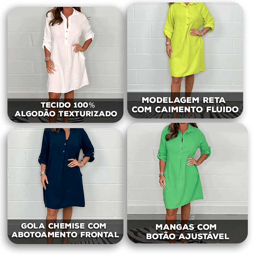 Belice™ Kleid aus leichter Baumwolle mit Chemise-Ausschnitt / Für alle, die leicht und stilvoll leben!